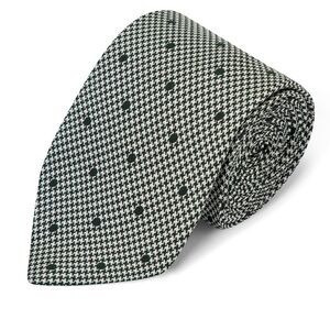 Vintage Green & Taupe Houndstooth Silk Tie
